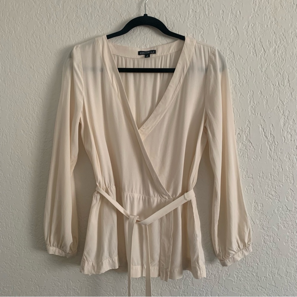 J Crew Mercantile Faux Wrap Top